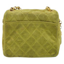 CHANEL Chain Matelasse Umhängetasche Wildleder Grün Gold CC Auth ARZ019A-2