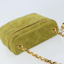 CHANEL Chain Matelasse Umhängetasche Wildleder Grün Gold CC Auth ARZ019A-6
