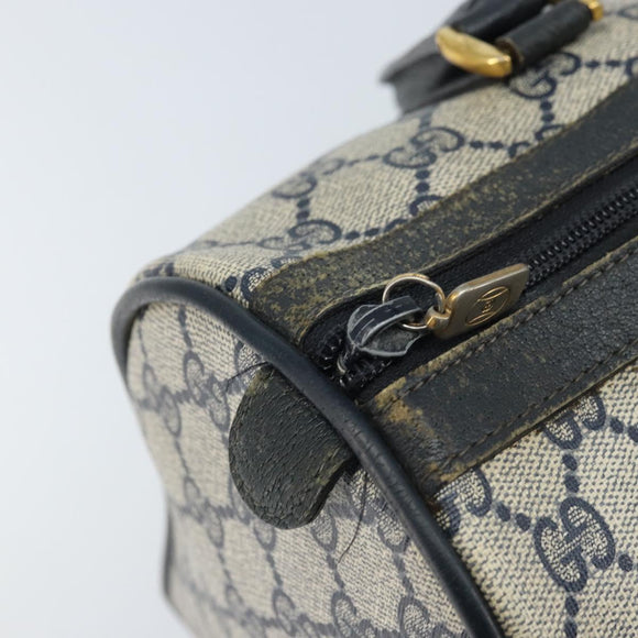 GUCCI GG Supreme Boston Bag PVC Navy Gold 39 02 007 Auth ARZ022
