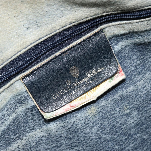 GUCCI GG Supreme Boston Bag PVC Navy Gold 39 02 007 Auth ARZ022