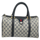 GUCCI GG Supreme Boston Bag PVC Navy Gold 39 02 007 Auth ARZ022-2