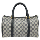 GUCCI GG Supreme Boston Bag PVC Navy Gold 39 02 007 Auth ARZ022-3