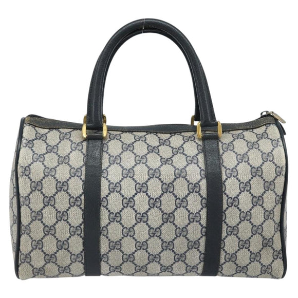 GUCCI GG Supreme Boston Bag PVC Navy Gold 39 02 007 Auth ARZ022