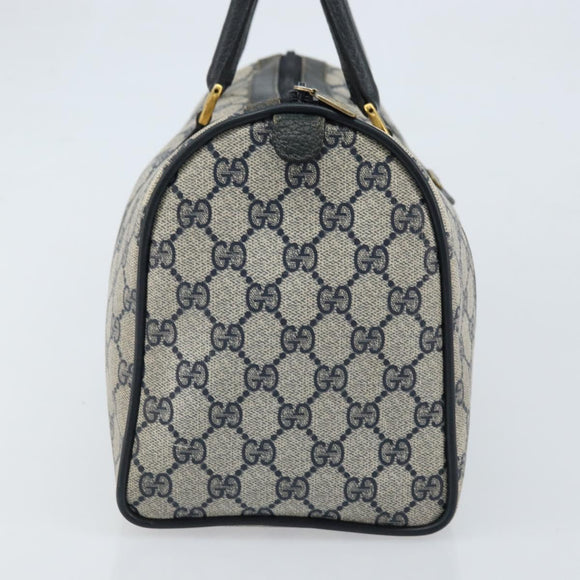 GUCCI GG Supreme Boston Bag PVC Navy Gold 39 02 007 Auth ARZ022