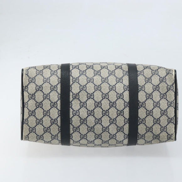 GUCCI GG Supreme Boston Bag PVC Navy Gold 39 02 007 Auth ARZ022
