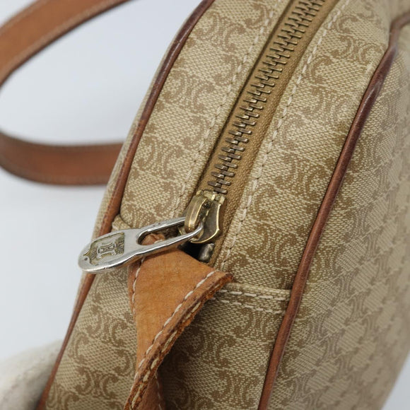 CELINE Macadam Canvas Shoulder Bag PVC Beige Gold Auth ARZ023