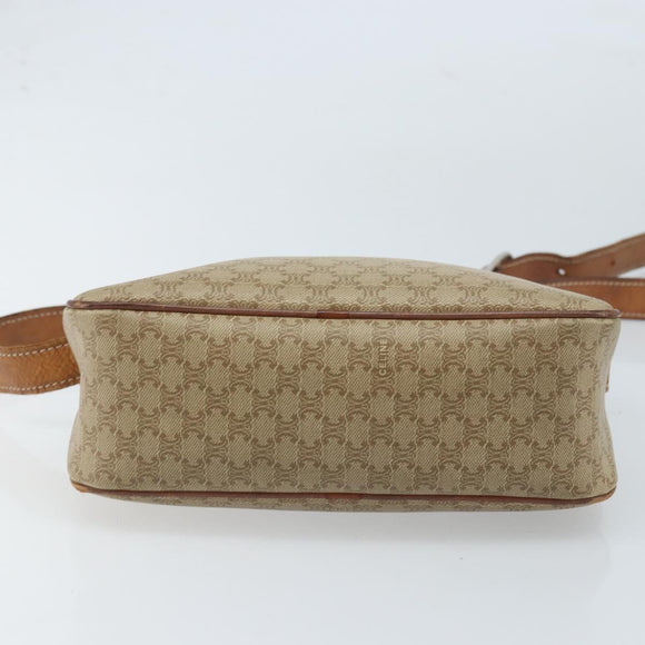CELINE Macadam Canvas Shoulder Bag PVC Beige Gold Auth ARZ023