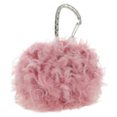 CHANEL Pouch Fur Pink Silver CC Auth ARZ032SAM-1