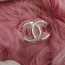 CHANEL Pouch Fur Pink Silver CC Auth ARZ032SAM-15