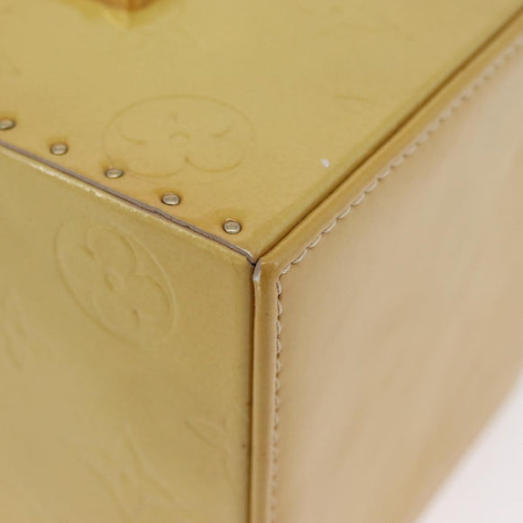 LOUIS VUITTON Monogram Vernis Bleecker Cosmetic Pouch Beige M91002 Auth ARZ033