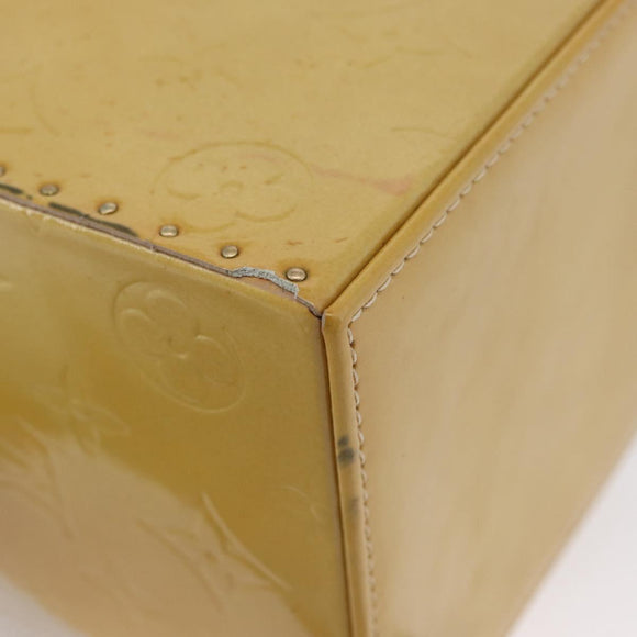 LOUIS VUITTON Monogram Vernis Bleecker Cosmetic Pouch Beige M91002 Auth ARZ033
