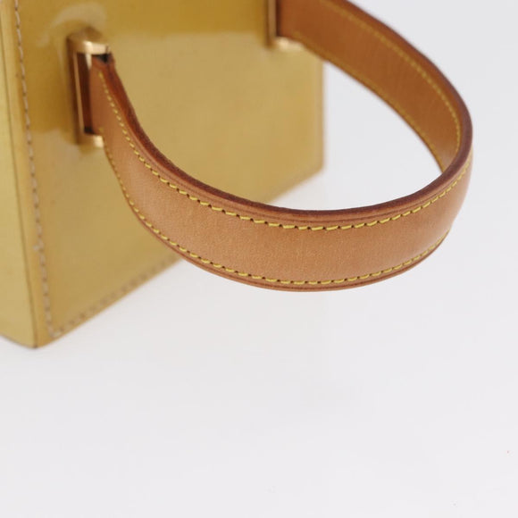 LOUIS VUITTON Monogram Vernis Bleecker Cosmetic Pouch Beige M91002 Auth ARZ033