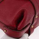Salvatore Ferragamo Gancini Hand Bag Leather Red Gold Auth ARZ035A-10