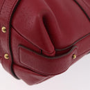 Salvatore Ferragamo Gancini Hand Bag Leather Red Gold Auth ARZ035A-11