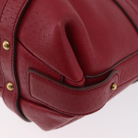 Salvatore Ferragamo Gancini Hand Bag Leather Red Gold Auth ARZ035A
