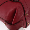 Salvatore Ferragamo Gancini Hand Bag Leather Red Gold Auth ARZ035A-12