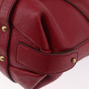 Salvatore Ferragamo Gancini Hand Bag Leather Red Gold Auth ARZ035A-13