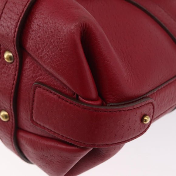 Salvatore Ferragamo Gancini Hand Bag Leather Red Gold Auth ARZ035A