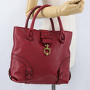 Salvatore Ferragamo Gancini Hand Bag Leather Red Gold Auth ARZ035A-21