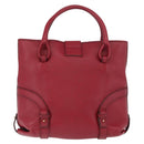 Salvatore Ferragamo Gancini Hand Bag Leather Red Gold Auth ARZ035A-3
