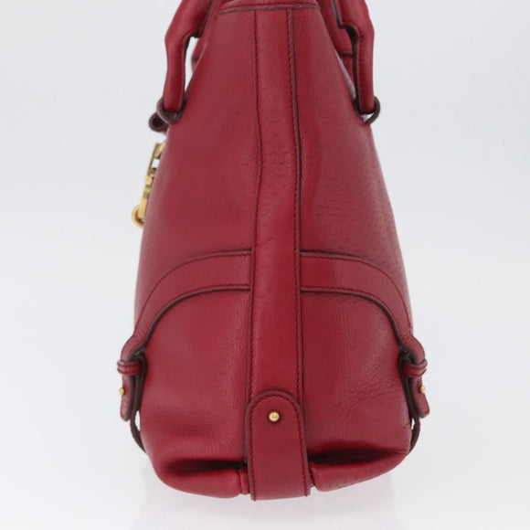 Salvatore Ferragamo Gancini Hand Bag Leather Red Gold Auth ARZ035A