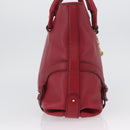 Salvatore Ferragamo Gancini Hand Bag Leather Red Gold Auth ARZ035A-5