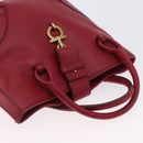 Salvatore Ferragamo Gancini Hand Bag Leather Red Gold Auth ARZ035A-6