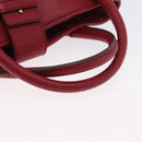 Salvatore Ferragamo Gancini Hand Bag Leather Red Gold Auth ARZ035A-7