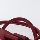 Salvatore Ferragamo Gancini Hand Bag Leather Red Gold Auth ARZ035A-8