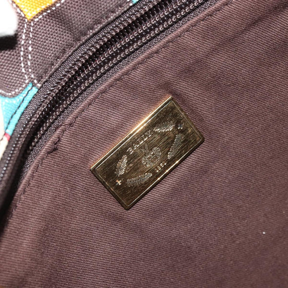 BALLY Hand Bag Canvas Multicolor Gold Auth ARZ038