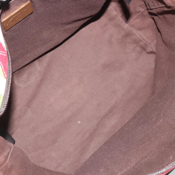 BALLY Hand Bag Canvas Multicolor Gold Auth ARZ038