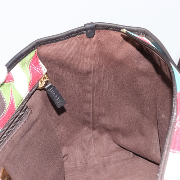BALLY Hand Bag Canvas Multicolor Gold Auth ARZ038
