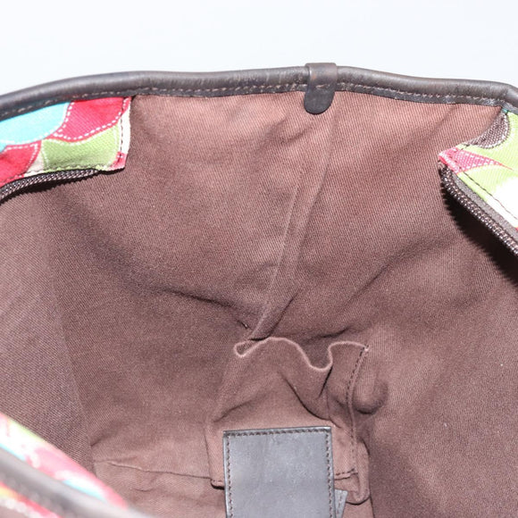 BALLY Hand Bag Canvas Multicolor Gold Auth ARZ038