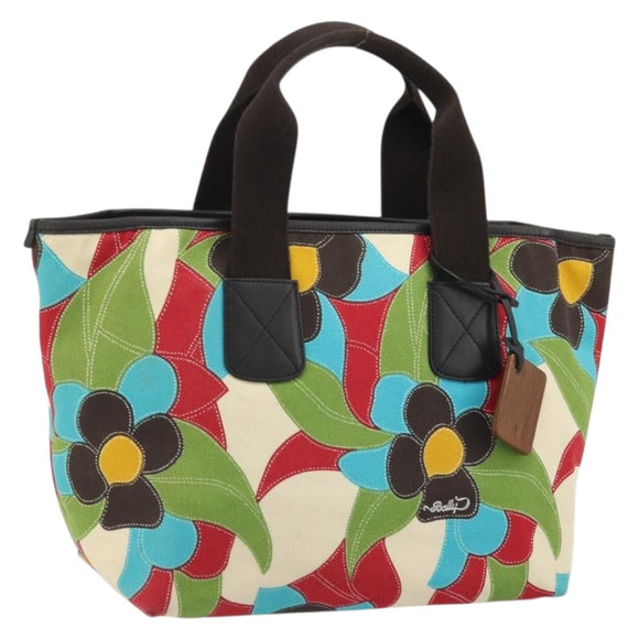 BALLY Hand Bag Canvas Multicolor Gold Auth ARZ038