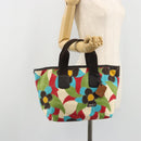 BALLY Hand Bag Canvas Multicolor Gold Auth ARZ038-22