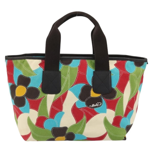 BALLY Hand Bag Canvas Multicolor Gold Auth ARZ038