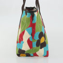 BALLY Hand Bag Canvas Multicolor Gold Auth ARZ038-3