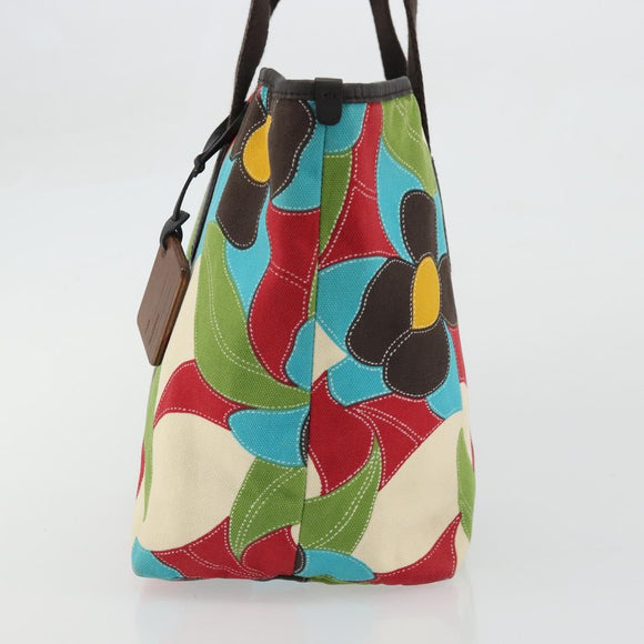 BALLY Hand Bag Canvas Multicolor Gold Auth ARZ038