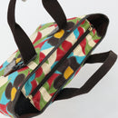 BALLY Hand Bag Canvas Multicolor Gold Auth ARZ038-6
