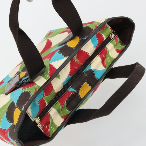 BALLY Hand Bag Canvas Multicolor Gold Auth ARZ038