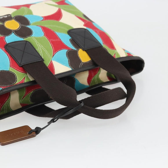 BALLY Hand Bag Canvas Multicolor Gold Auth ARZ038