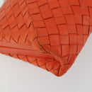 BOTTEGA VENETA INTRECCIATO Schoudertas met Ketting Leer Oranje Goud Auth ARZ039A-14