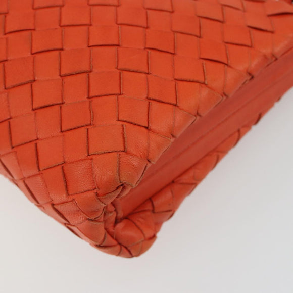 BOTTEGA VENETA INTRECCIATO Schoudertas met Ketting Leer Oranje Goud Auth ARZ039A