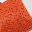 BOTTEGA VENETA INTRECCIATO Schoudertas met Ketting Leer Oranje Goud Auth ARZ039A-10