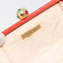 BOTTEGA VENETA INTRECCIATO Schoudertas met Ketting Leer Oranje Goud Auth ARZ039A-18