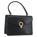 GUCCI Hand Bag Leather Black Gold Auth ARZ052-1