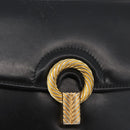 GUCCI Hand Bag Leather Black Gold Auth ARZ052-17