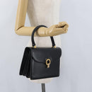 GUCCI Hand Bag Leather Black Gold Auth ARZ052-22