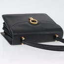 GUCCI Hand Bag Leather Black Gold Auth ARZ052-6