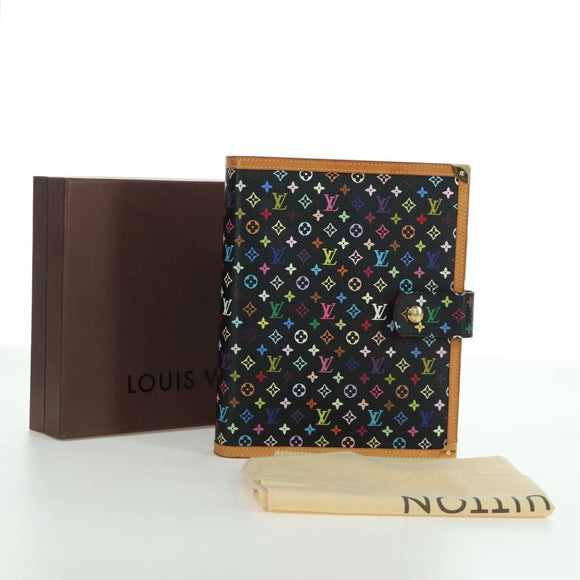 LOUIS VUITTON Multicolor Agenda GM Day Planner Cover Black R20893 Auth ARZ053SAV